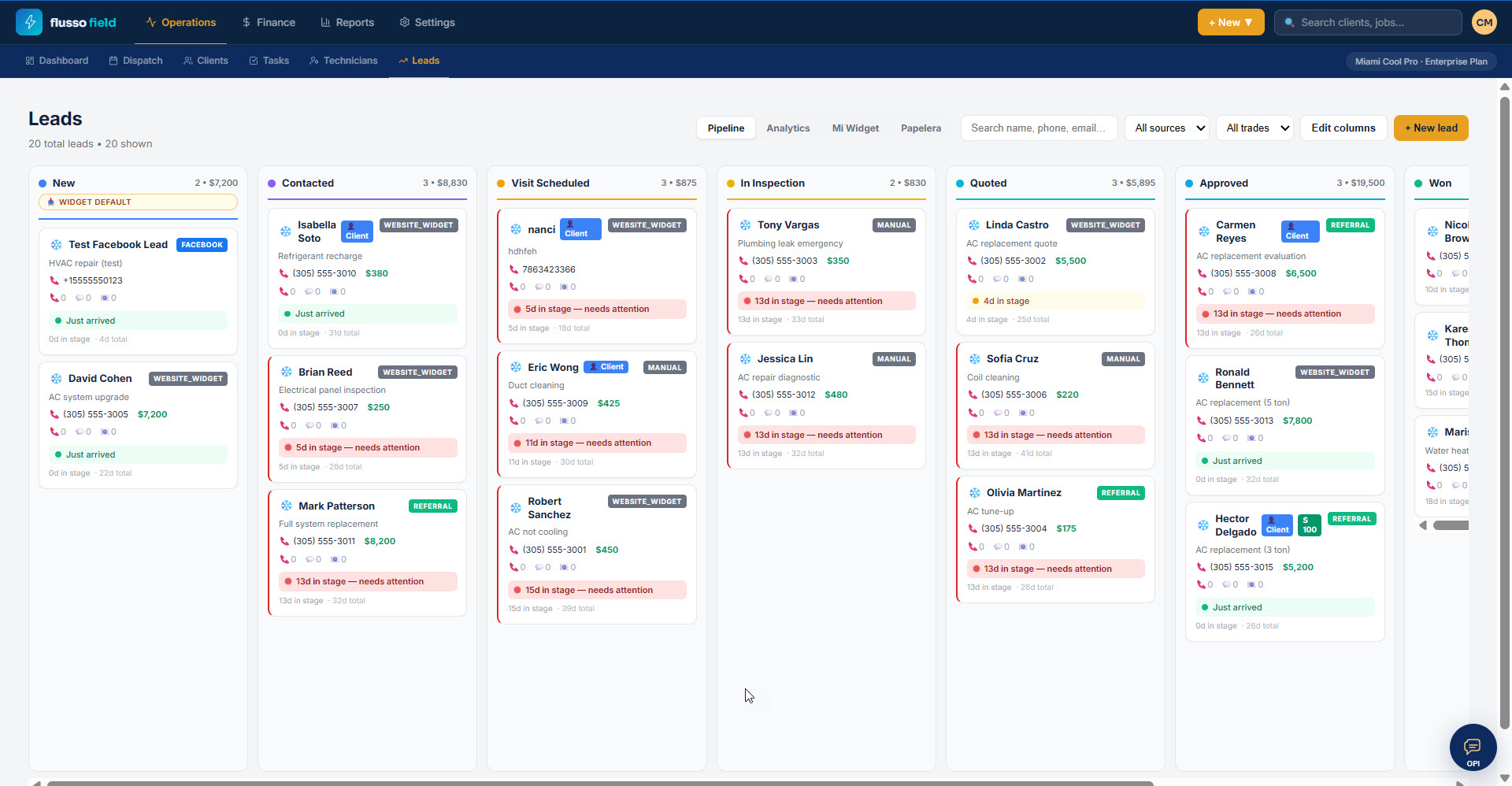 CRM & Leads Pipeline
